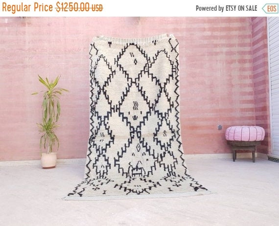 50% OFF CLEARANCE SALE Vintage Moroccan rug 4x8.5 berber Azilal rug bedroom rug living room rug geometric boujaad rug, handmade antique rug