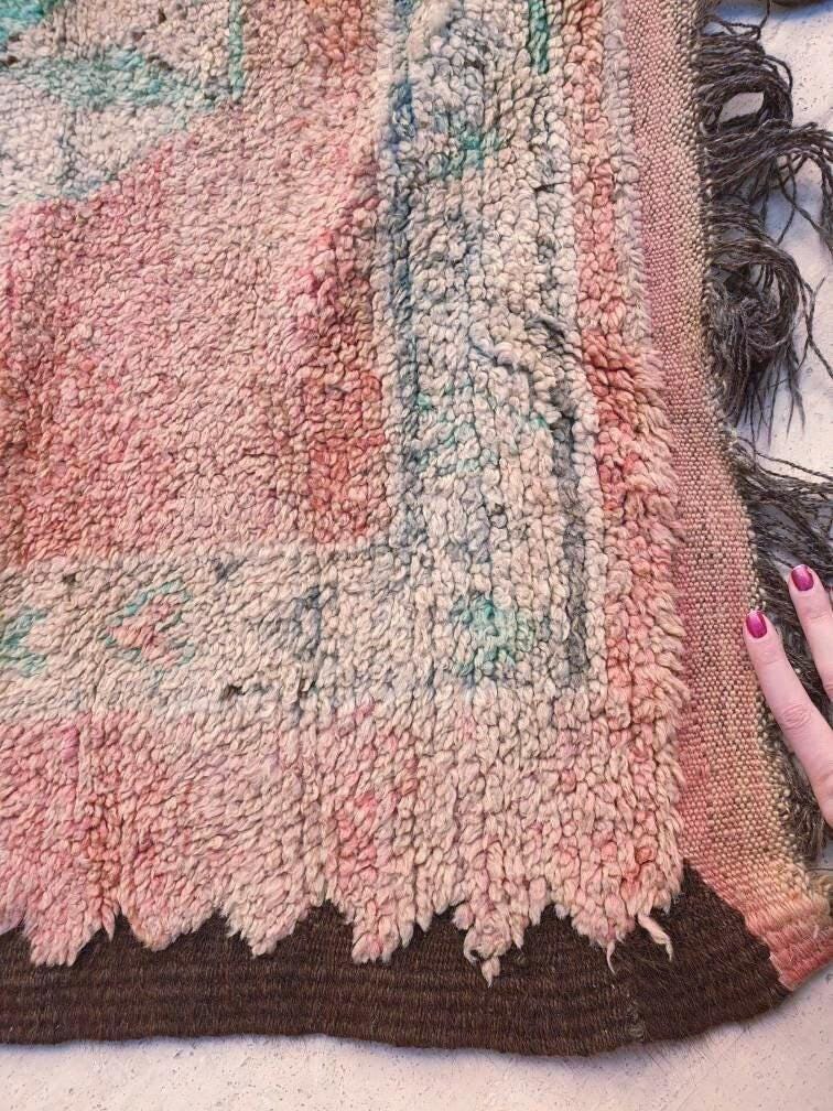 50% OFF CLOSING SALE Gorgeous Vintage Moroccan Rug 5.2x11.3 marvelous pastels beige teal rug Boujaad rug large berber peach boujad rug