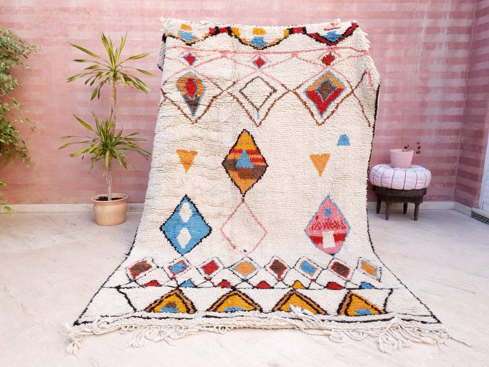 50% OFF CLEARANCE SALE Fine Moroccan Rug 6.1x9.1 by Me, designer Soft Berber Azilal Rug, Large Wool Rug, Nursery rug, living room rug