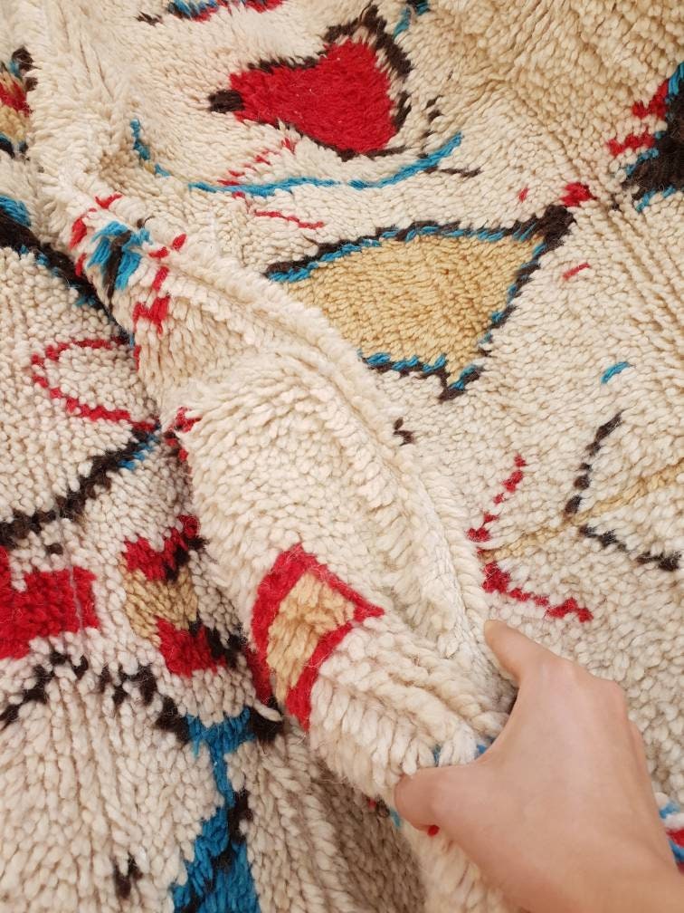 50% OFF CLEARANCE SALE Fine Moroccan rug 5.5x9.5 Gorgeous Azilal rug beautiful Fluffy Wool Moroccan Rug, Handmade Living Room berber rug