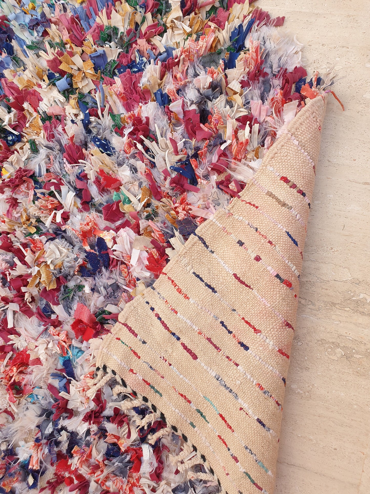 Gorgeous colorful Moroccan Rug 3.8x7.2 Starry Night Fun Tribal Rug, Boucherouite Rug, cheerful rag Berber Rug