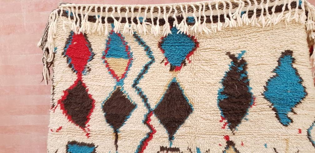 50% OFF CLEARANCE SALE Fine Moroccan rug 5.5x9.5 Gorgeous Azilal rug beautiful Fluffy Wool Moroccan Rug, Handmade Living Room berber rug