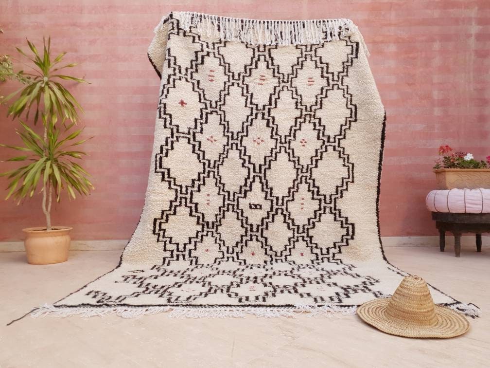 50% OFF CLEARANCE SALE Fine Morrocan Rug 6x9 Most Authentic Berber Azilal wool rug by Myself - Geometric Living room rug, handmade wool rug