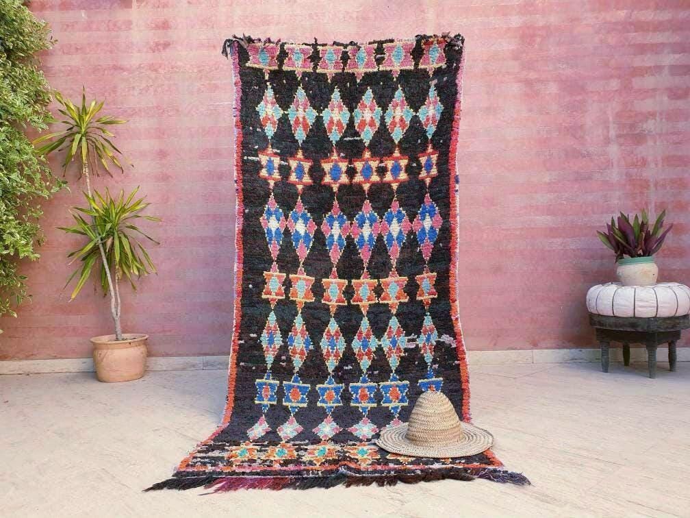 50% CLOSING SALE Vintage Moroccan rug "Magen David" 3.5x7.7 Unique rug, bedroom rug living room rug, Berber Jewish rug, beni ourain rug