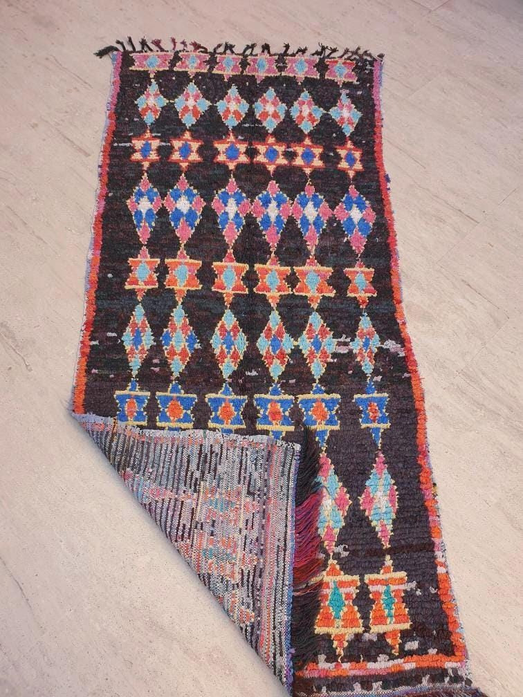 50% CLOSING SALE Vintage Moroccan rug "Magen David" 3.5x7.7 Unique rug, bedroom rug living room rug, Berber Jewish rug, beni ourain rug