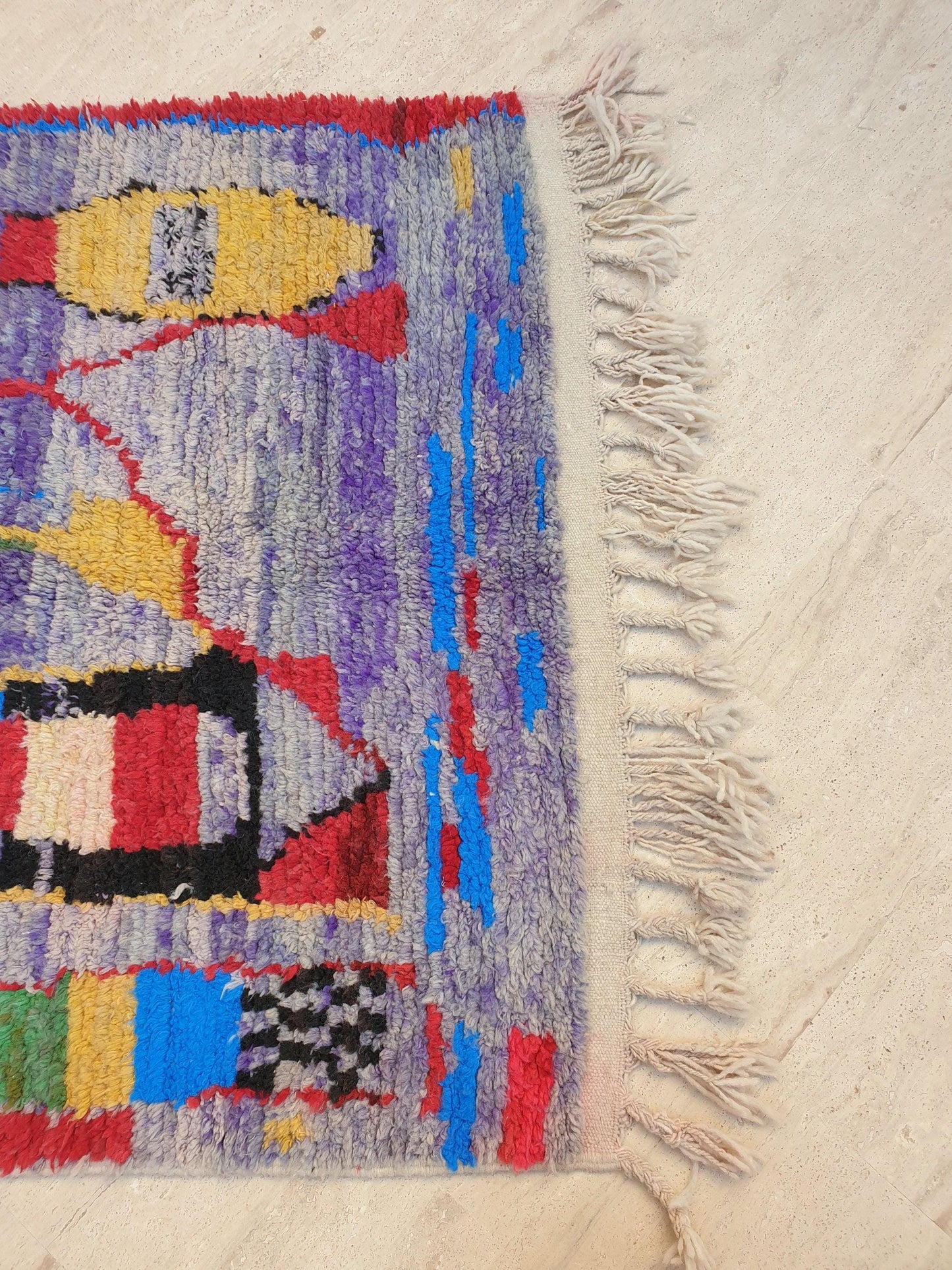 50% OFF CLOSING SALE Gorgeous Moroccan Rug boujaad rug 4.1x6.3 Purple Wool rug, living room rug, Unique Abstract Red Yellow rug bedroom rug