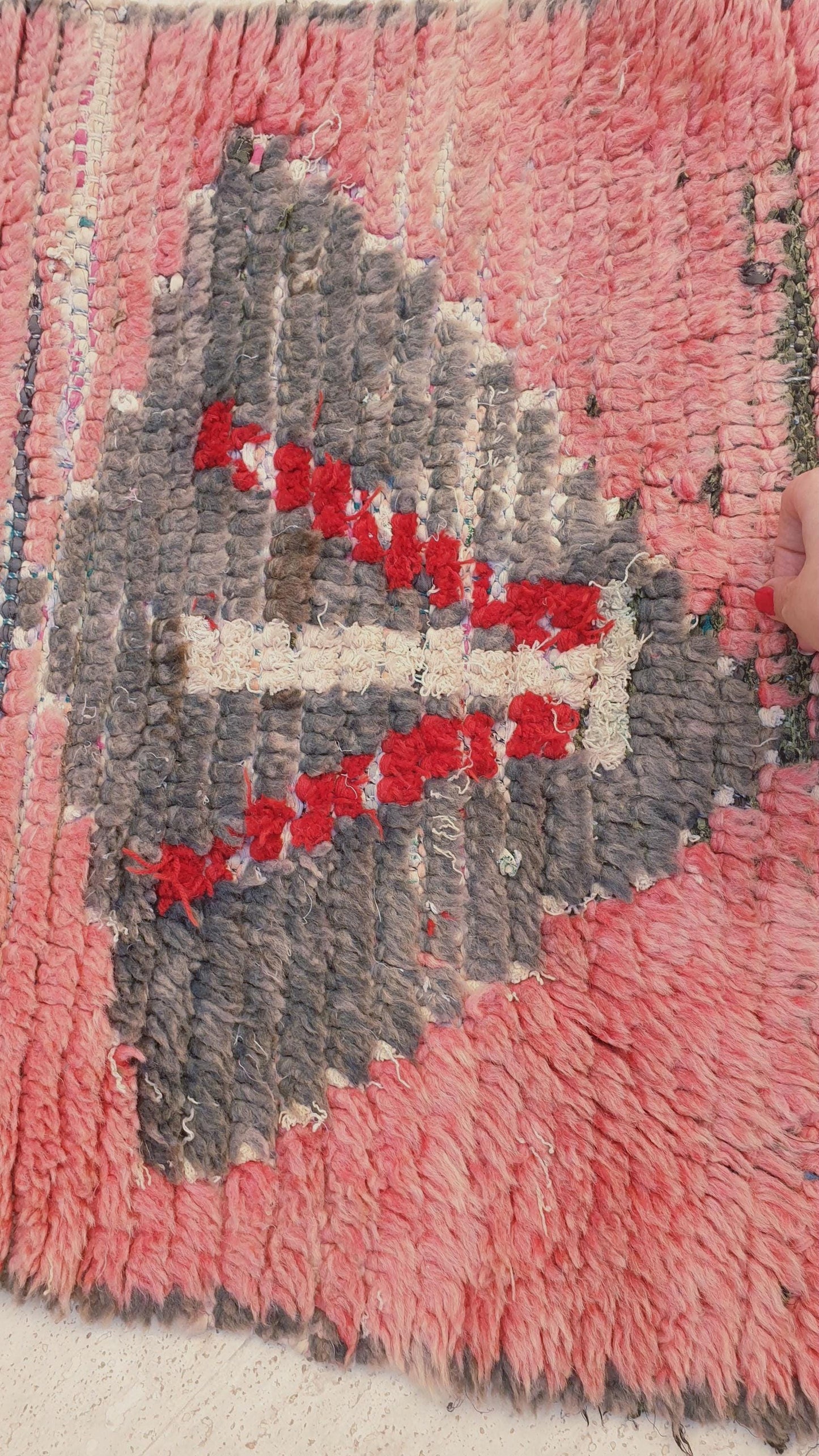 50% OFF CLOSING SALE Vintage Moroccan Rug 2.2x11.8 Stunning Moroccan boujaad Runner Rug, blush pink rug, long hallway rug Abstract carpet