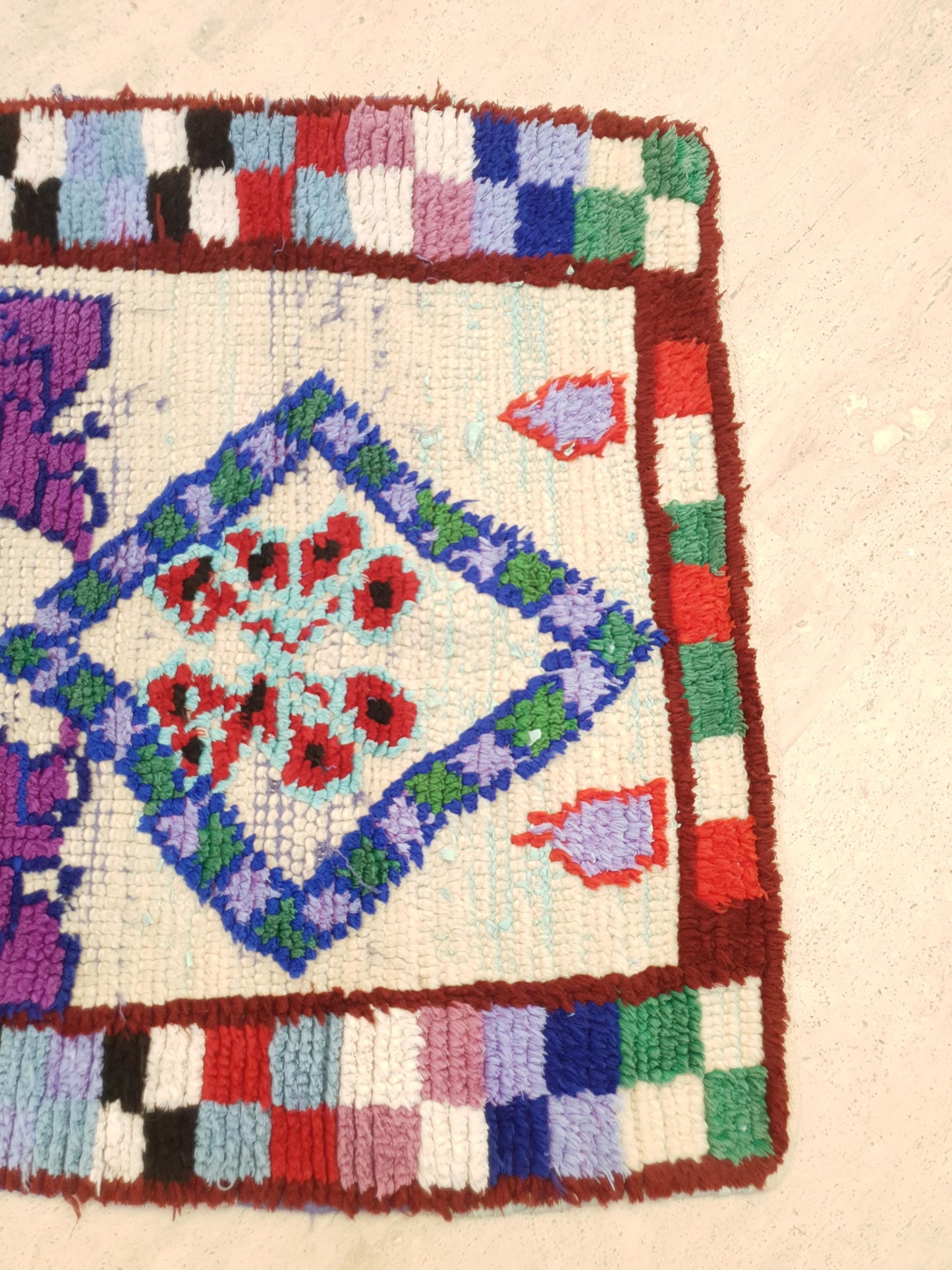 Vintage Moroccan Rug, 3.3x7.6 gray runner rug morrocan rug beni ourain rug, grey boujaad rug bedroom rug living room rug boucherouite rug