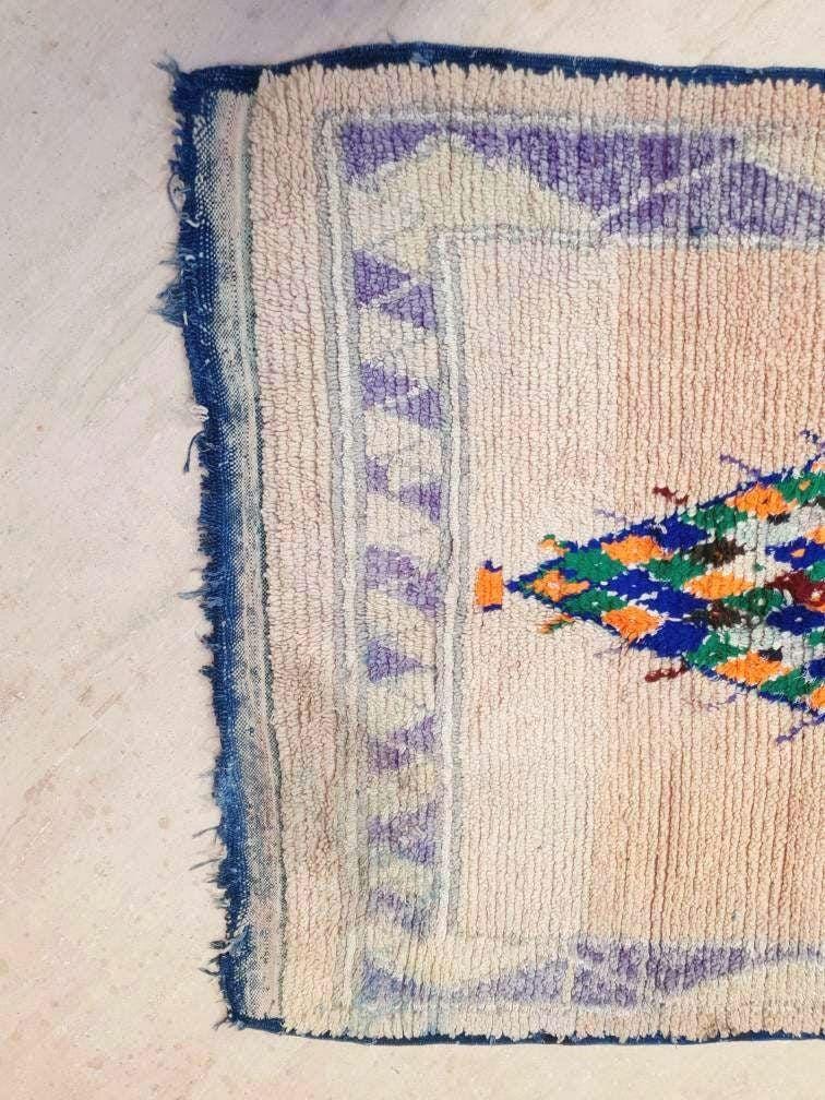 Vintage Moroccan Rug 4.8x9.6 Gorgeous blush Pastels Boujaad rug large boujad rug, Peach wool carpet