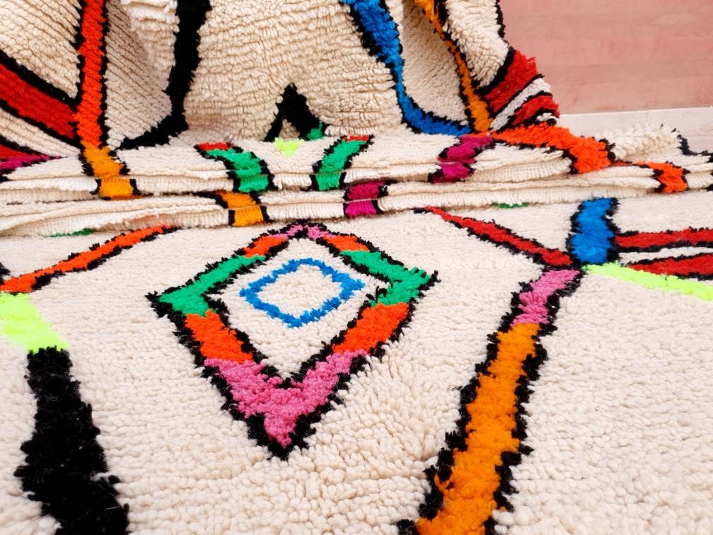 Fine Moroccan rug 5.6x8.5 Original Artist rug, Azilal rug Designer rug, Perfect Bedroom, living room or nursery rug ZAYA145