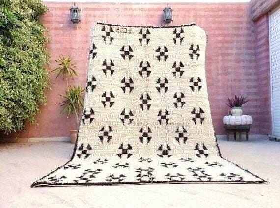 Vintage Moroccan Rug | 5.8x8.8 Stunning Authentic Vintage Beni Ourain Rug | Offwhite Cream Brown Unique Berber rug