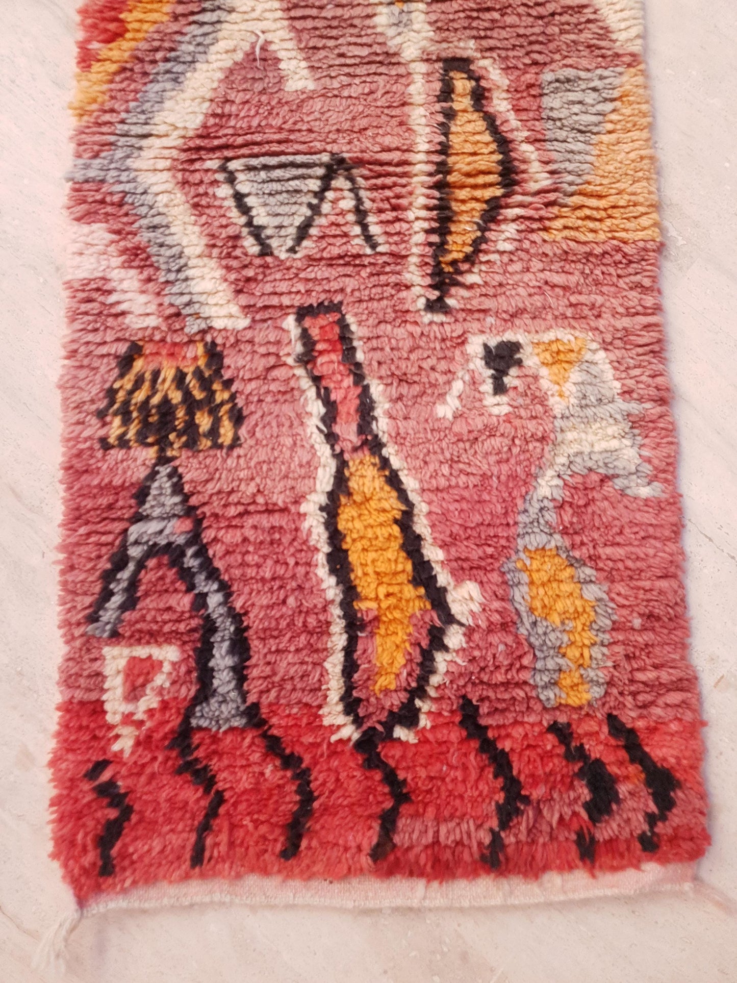 Beautiful Moroccan runner rug 2.2x9.6 unique colorful abstract moroccan rug, handmade boujaad rug, soft hallway rug