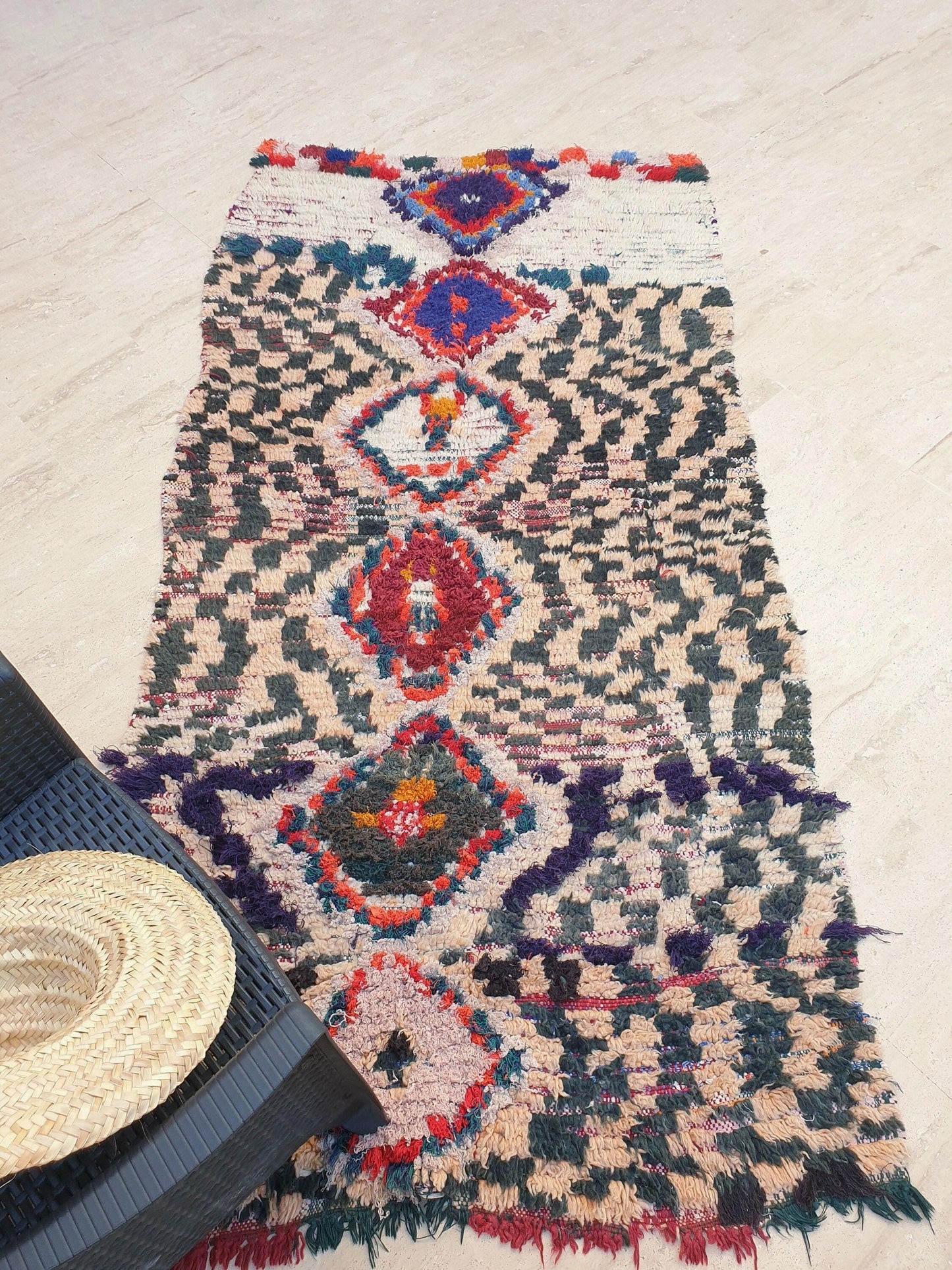 50% OFF CLOSING SALE Vintage Moroccan rug 3.8x7.6 "Sahara" Unique Boujaad Rug Collector vintage boujad rug beni ourain rug