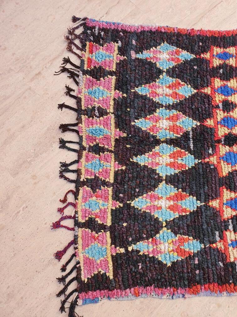50% CLOSING SALE Vintage Moroccan rug "Magen David" 3.5x7.7 Unique rug, bedroom rug living room rug, Berber Jewish rug, beni ourain rug