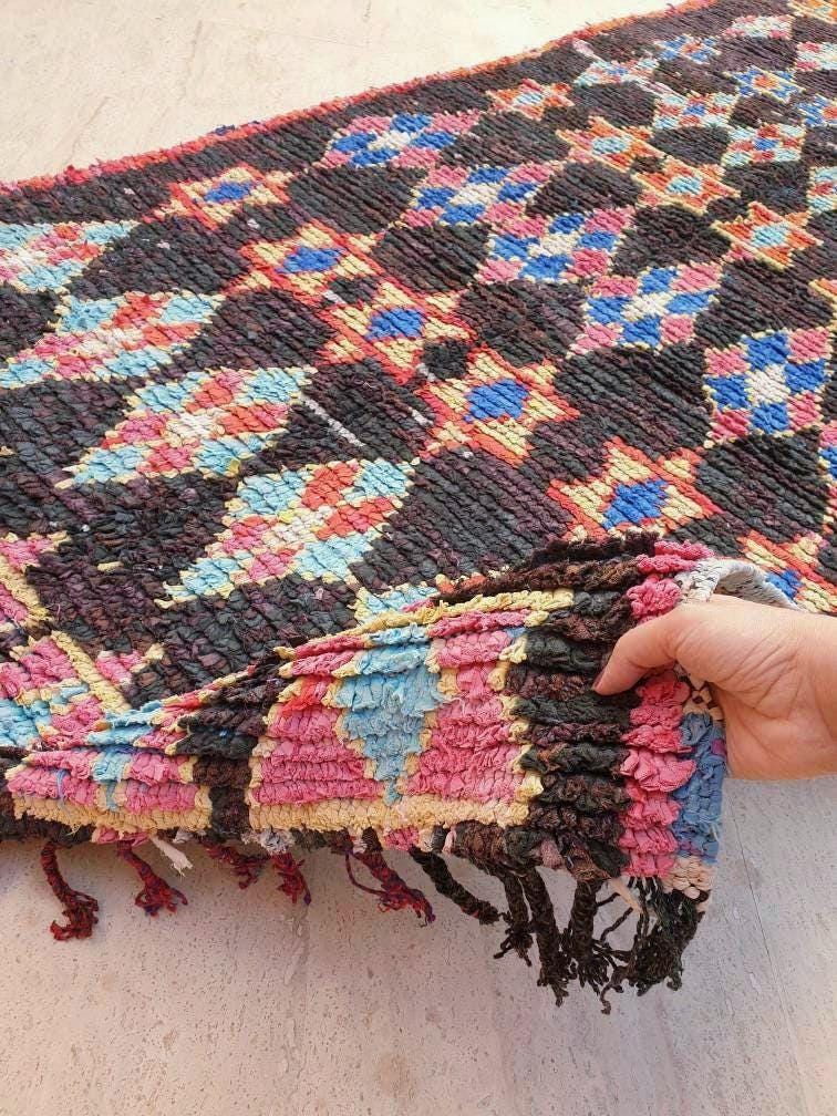 50% CLOSING SALE Vintage Moroccan rug "Magen David" 3.5x7.7 Unique rug, bedroom rug living room rug, Berber Jewish rug, beni ourain rug