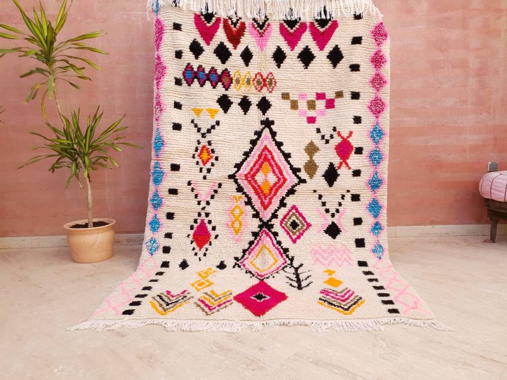 Fine Moroccan rug, 5x8 Original Artist rug BY Me, Azilal rug Designer rug Berber colorful rug morrocan rug Bedroom rug living room rug