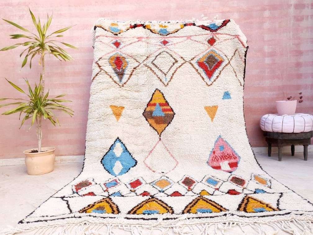 50% OFF CLEARANCE SALE Fine Moroccan Rug 6.1x9.1 by Me, designer Soft Berber Azilal Rug, Large Wool Rug, Nursery rug, living room rug