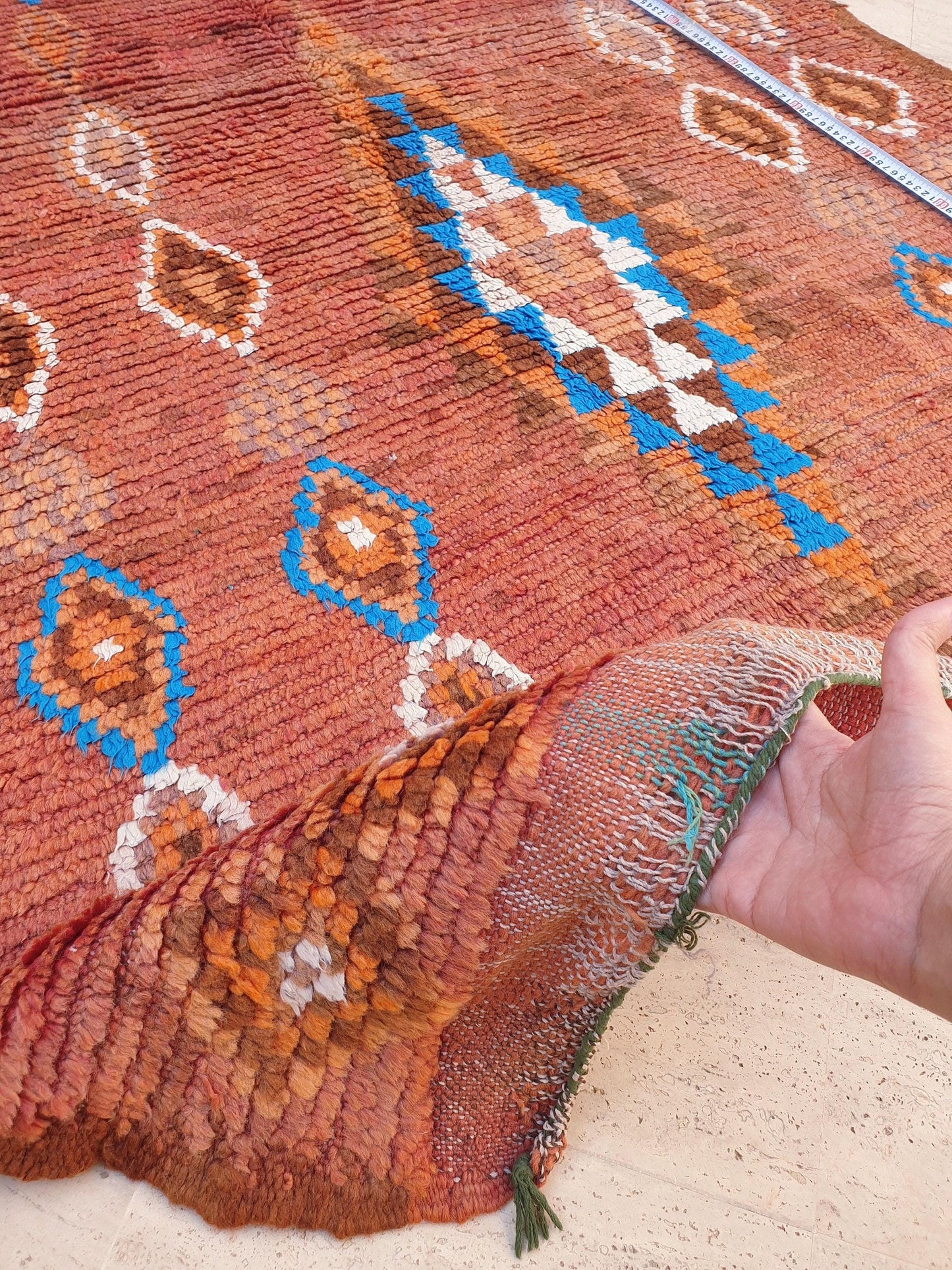 50% OFF CLOSING SALE Precious Vintage Moroccan Rug 4.3x8 "Cinnamon Delight" Brown boujaad rug, terracota earth tones rug