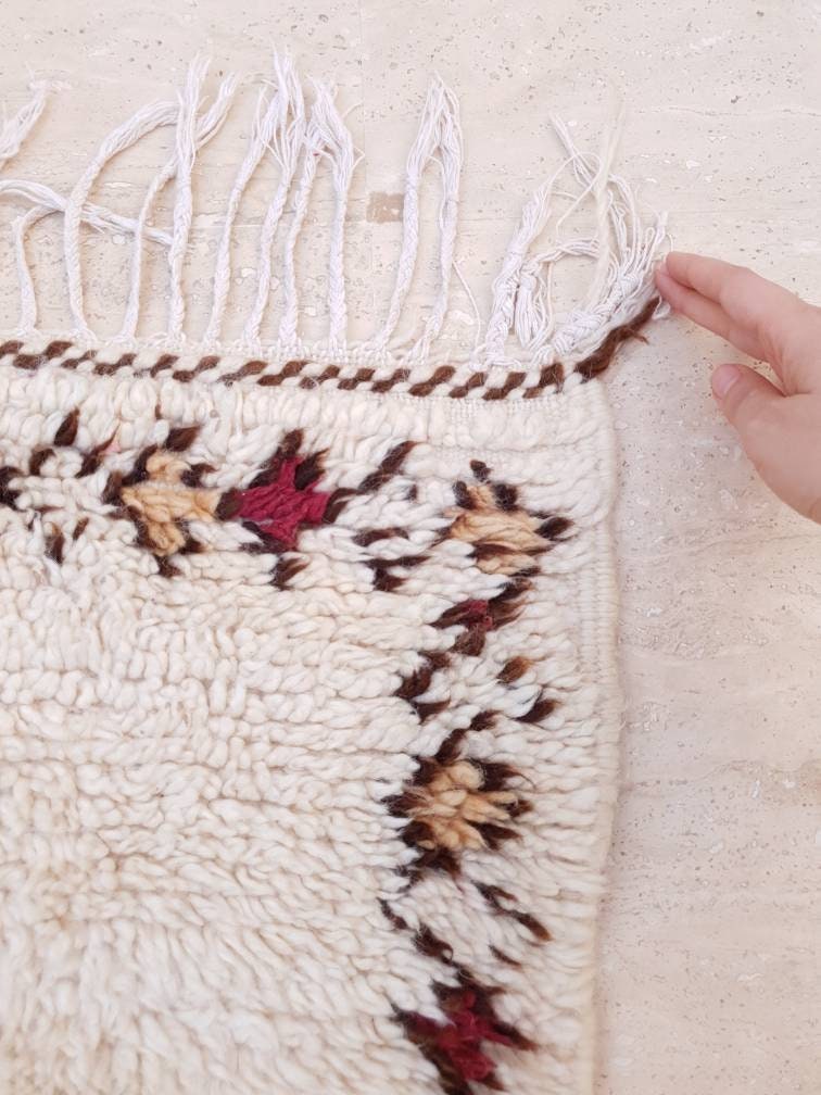 Vintage Moroccan Rug 4x6 Gorgeous Unique Berber Azilal Rug, Soft Wool bedroom rug living room rug boho rug, dark brown ivo