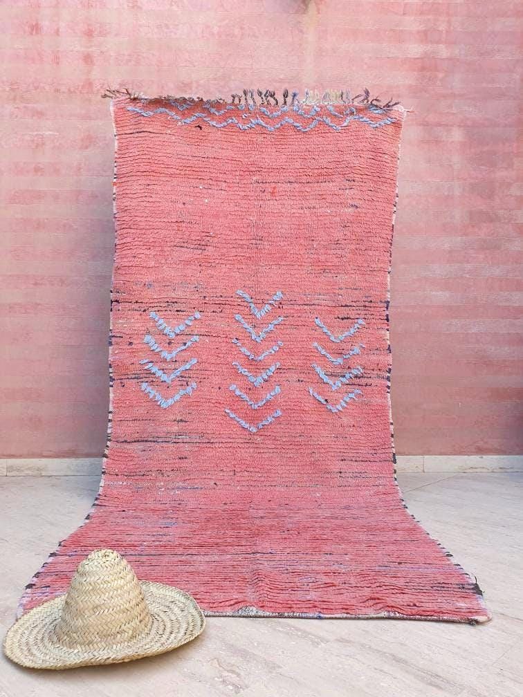 50% OFF CLOSING SALE Vintage Moroccan Rug 4.1x9.2 gorgeous Pink rug Boujaad rug Tribal berber rug boujad rug Cyan Pink berber rug