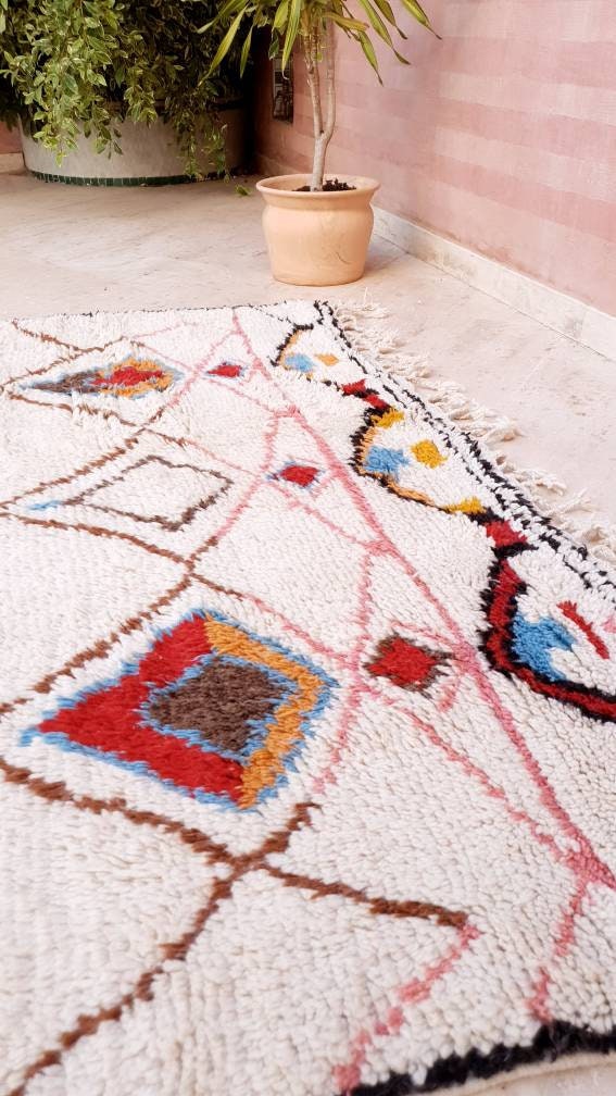 50% OFF CLEARANCE SALE Fine Moroccan Rug 6.1x9.1 by Me, designer Soft Berber Azilal Rug, Large Wool Rug, Nursery rug, living room rug