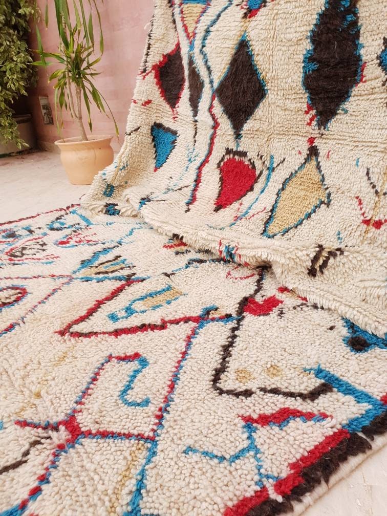 50% OFF CLEARANCE SALE Fine Moroccan rug 5.5x9.5 Gorgeous Azilal rug beautiful Fluffy Wool Moroccan Rug, Handmade Living Room berber rug