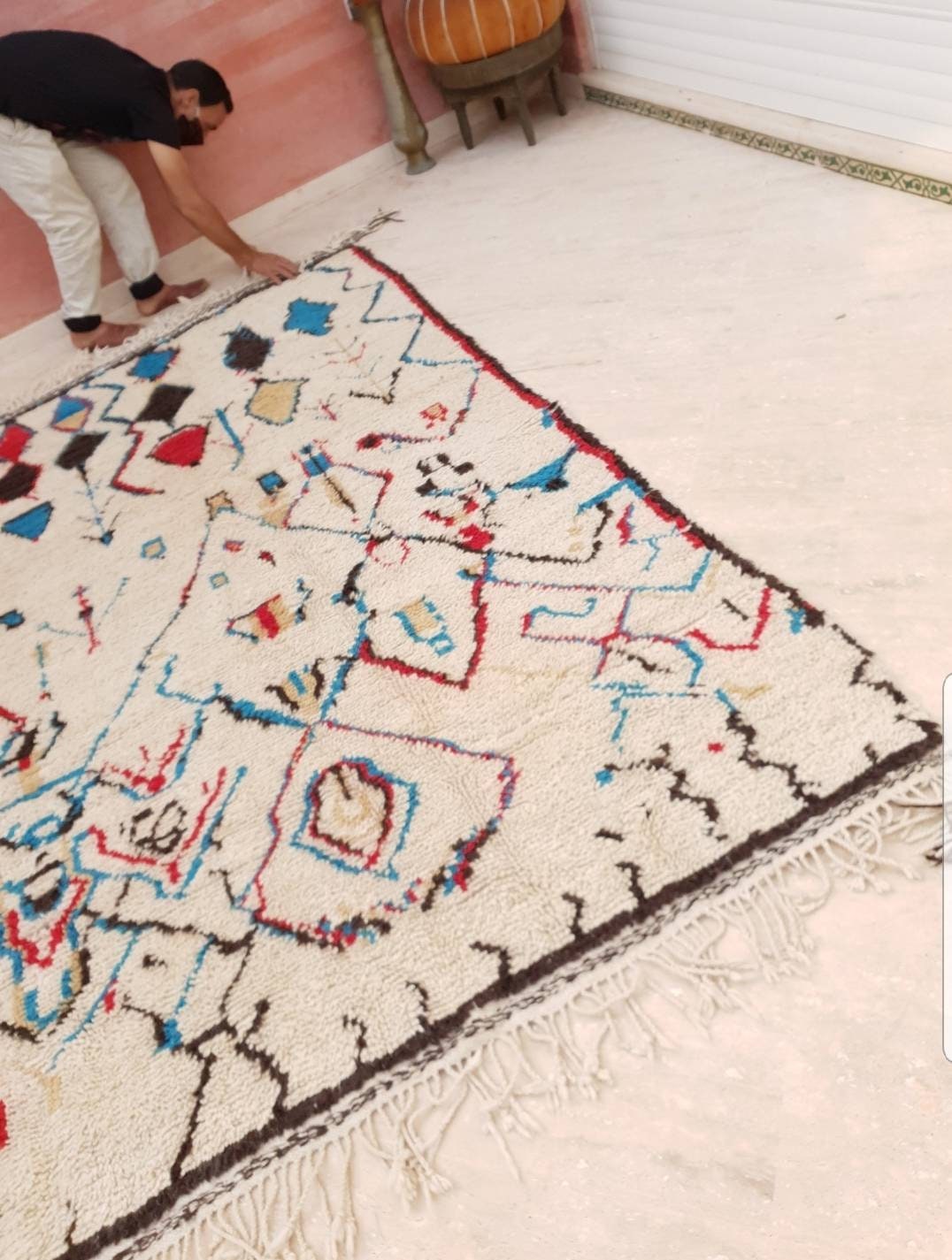 50% OFF CLEARANCE SALE Fine Moroccan rug 5.5x9.5 Gorgeous Azilal rug beautiful Fluffy Wool Moroccan Rug, Handmade Living Room berber rug