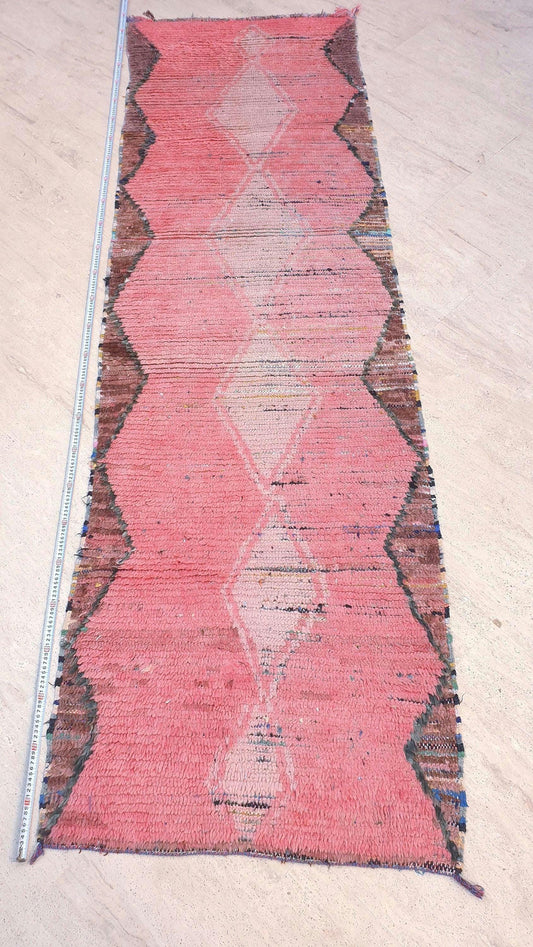 50% OFF CLOSING SALE Vintage Moroccan Rug 2.8x9.2 Gorgeous Blush Boujaad rug, Solid Peach rug, unique blush rug, bedroom beni ourain rug