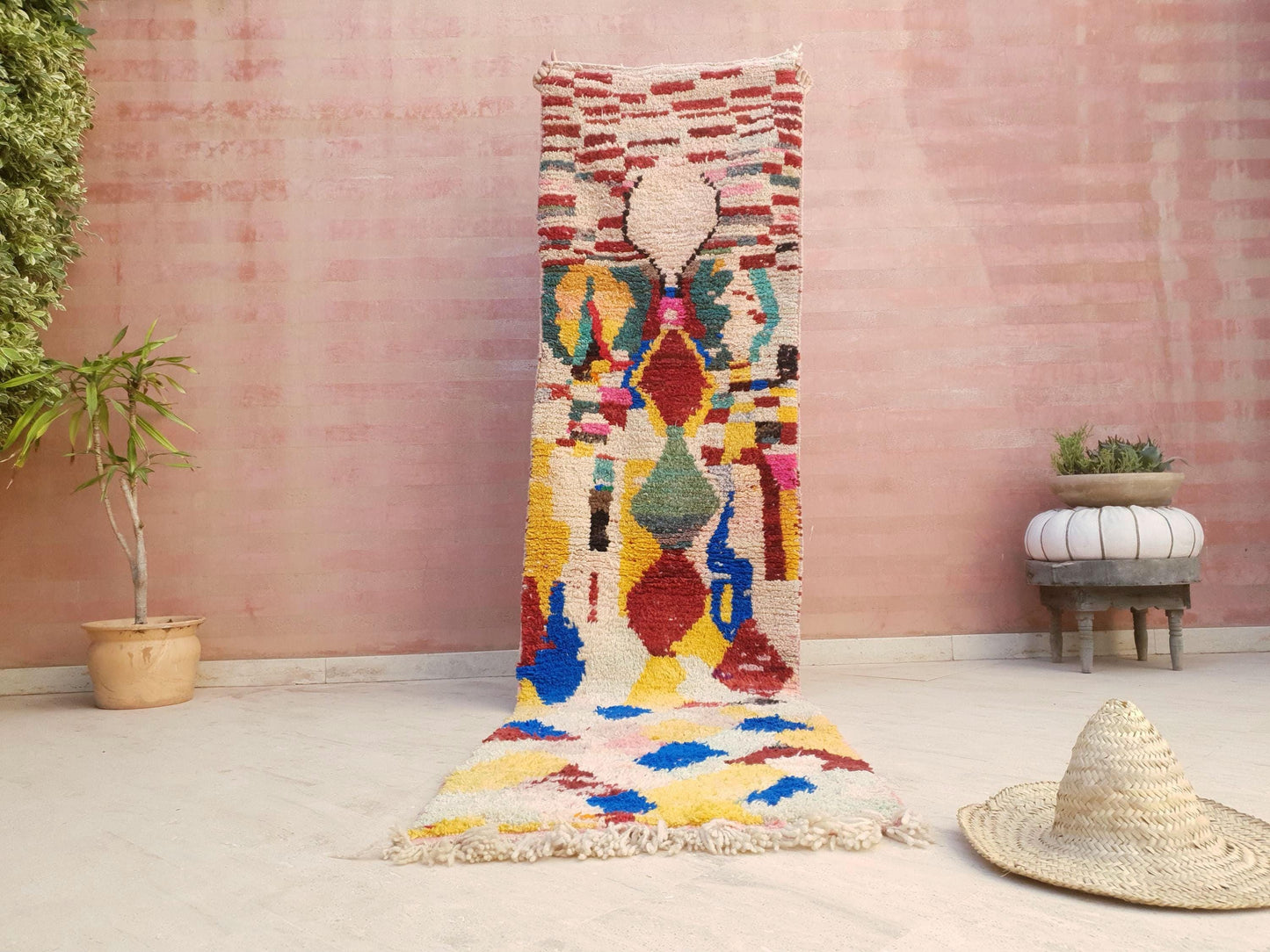 50% OFF CLOSING SALE Gorgeous Moroccan Rug 2.5x10  Unique Boujaad runner rug, Colorful Artistic rug, Abstract Wool Hallway rug