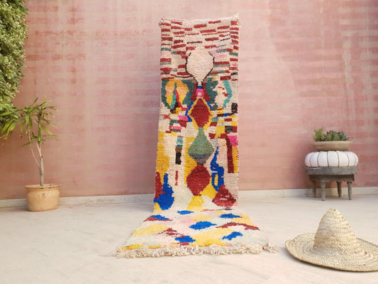 50% OFF CLOSING SALE Gorgeous Moroccan Rug 2.5x10  Unique Boujaad runner rug, Colorful Artistic rug, Abstract Wool Hallway rug