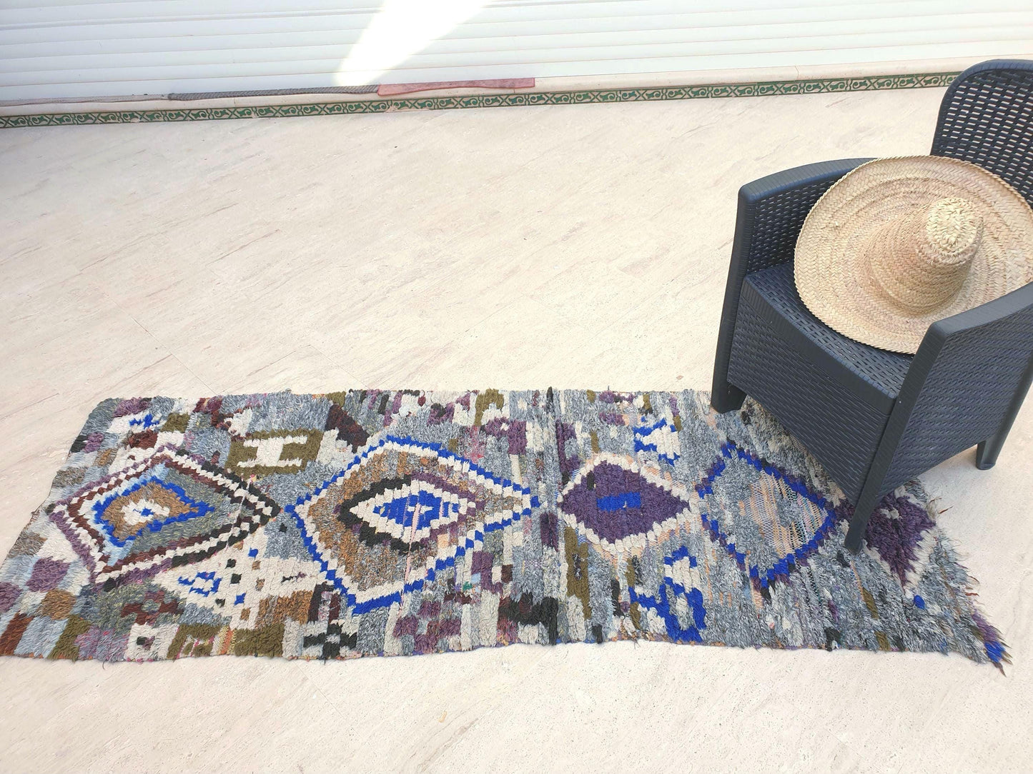 Gorgeous Moroccan Runner rug 2.5x7 unique gray purple abstract tribal rug, kitchen rug, statement hallway rug