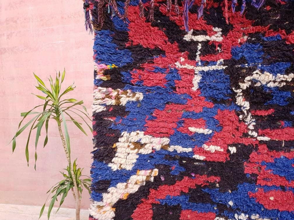Vintage Moroccan rug 3.5x7.5 Boucherouite unique Azilal rug Morrocan rug "America" bedroom rug bedside rug bohemian living room rug VAZ21