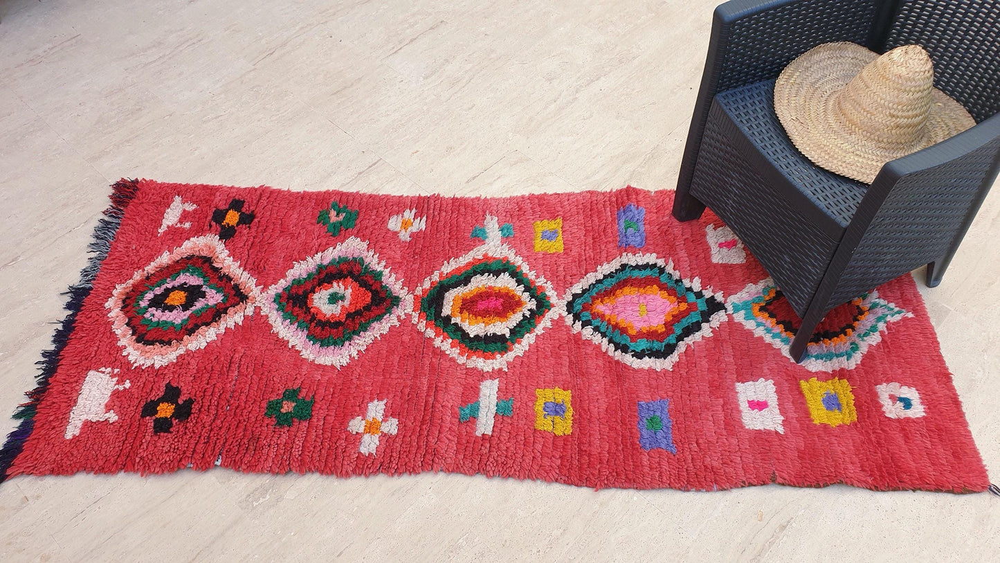 50% OFF CLOSING SALE Moroccan Runner Rug 3x7 Super Pretty Colorful Boujaad rug "HappY"  Super unique soft rug living room rug