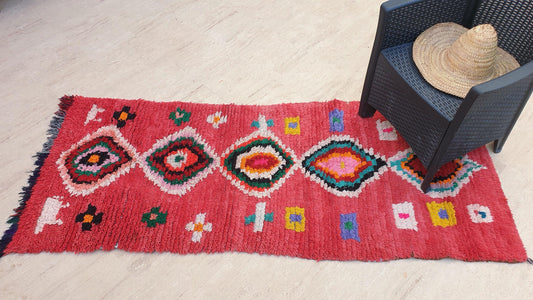 50% OFF CLOSING SALE Moroccan Runner Rug 3x7 Super Pretty Colorful Boujaad rug "HappY"  Super unique soft rug living room rug