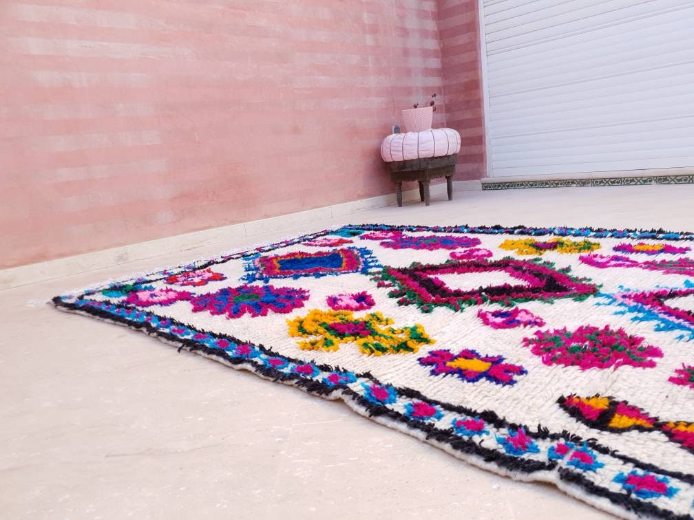 Gorgeous Moroccan Rug  by ME 5.3x8.3 designer Soft Berber Azilal Rug, beni ourain rug, Nursery rug bedroom living room rug