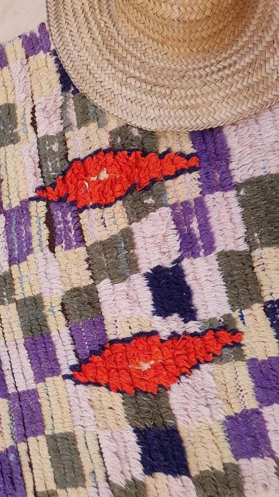 50% OFF CLOSING SALE Vintage Moroccan Rug 2.4x9.2  Stunning Boujaad rug Unique Boujad Runner Rug | Hallway rug | Purple moroccan runner  rug