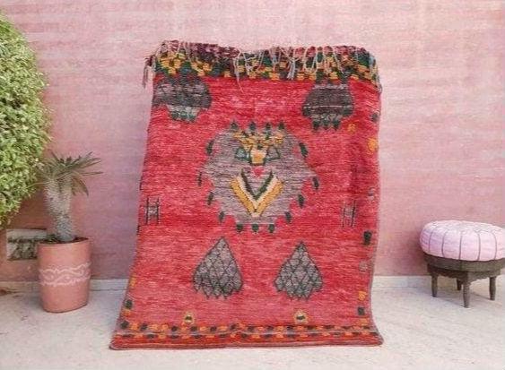 50% OFF CLOSING SALE Vintage Moroccan Rug 5.6x6.7 incredible Abstract Muted Rug "That Face" Striking vintage Boujaad Rug | Boujad rugs