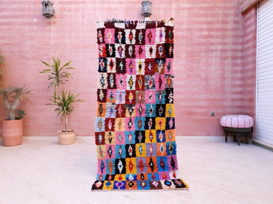 50% OFF CLOSING SALE Vintage Moroccan Rug 3x6.6  Unique Colorful Berber Runner Rug, Super Pretty berber rug, artistic Boujad Rug