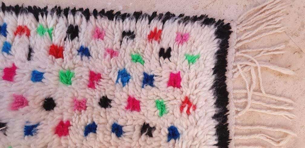 Finest Moroccan Rug 3.2x4.8 Soft Azilal Rug "Confetti" Authentic Berber carpet Nursery morrocan Rug Beni Ourain rug, living room rug