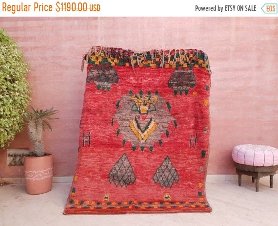 50% OFF CLOSING SALE Vintage Moroccan Rug 5.6x6.7 incredible Abstract Muted Rug "That Face" Striking vintage Boujaad Rug | Boujad rugs