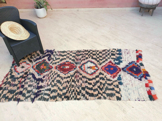 50% OFF CLOSING SALE Vintage Moroccan rug 3.8x7.6 "Sahara" Unique Boujaad Rug Collector vintage boujad rug beni ourain rug