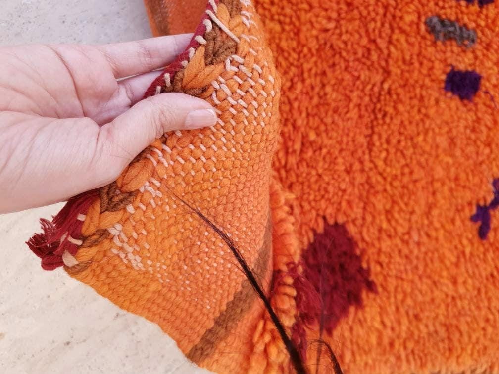 50% OFF CLOSING SALE Vintage Moroccan Rug 4.7x8.3 stunning orange papaya boujaad rug, Vintage Beni Ourain Rug bedroom rug, living room rug