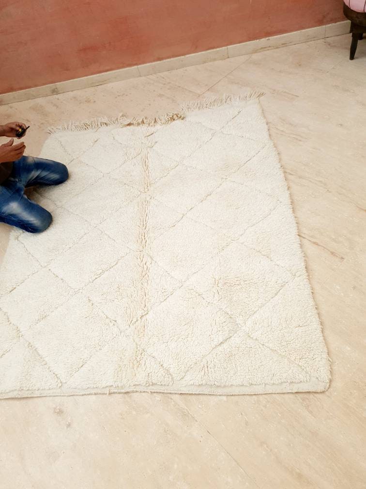 Thick Moroccan Rug 5.3x6.1 Genuine Beni Ouarain rug, Perfect Living Room, Bedroom or Nursery Rug