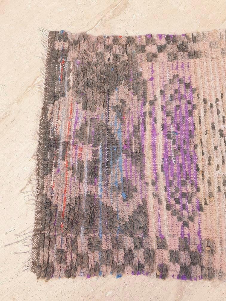 Vintage Moroccan Rug 2.6x7.8 Gorgeous Boujaad rug Purple beige Runner rug Blush mauve Blush Pink Beige rug