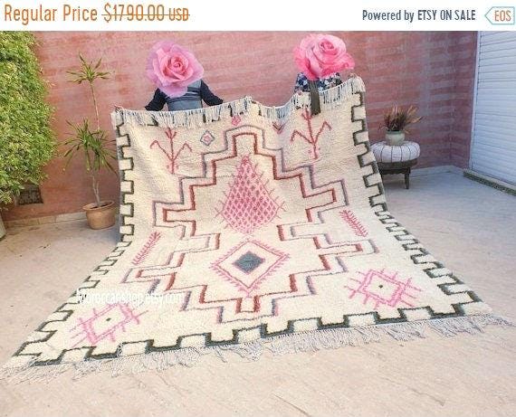 Stunning Moroccan Rug 8.6x10.1 Softest  Azilal Rug, By Me Authentic Atlas Wool Rug, arge berber Pink bedroom rug