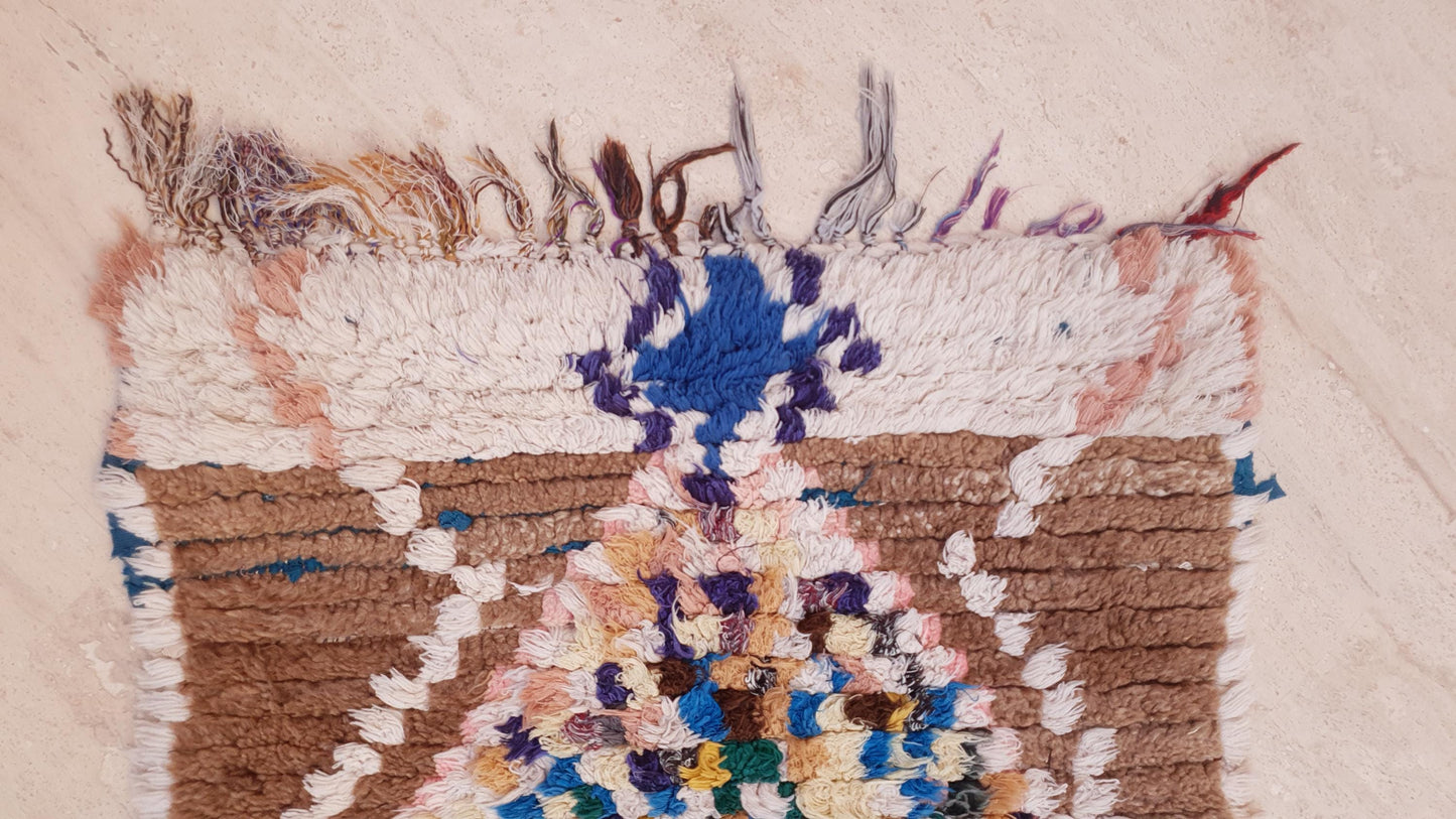 Gorgeous Vintage runner rug 2.4x5.9 beige pink abstract hallway rug, pastel muted tones kitchen rug