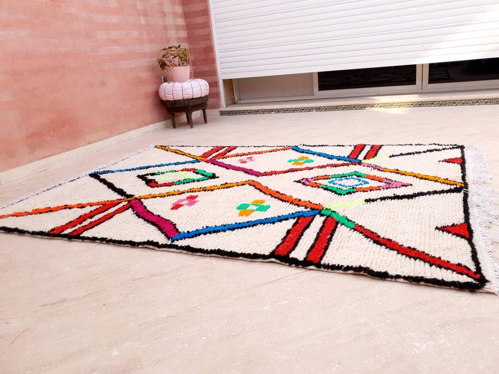 Fine Moroccan rug 5.6x8.5 Original Artist rug, Azilal rug Designer rug, Perfect Bedroom, living room or nursery rug ZAYA145