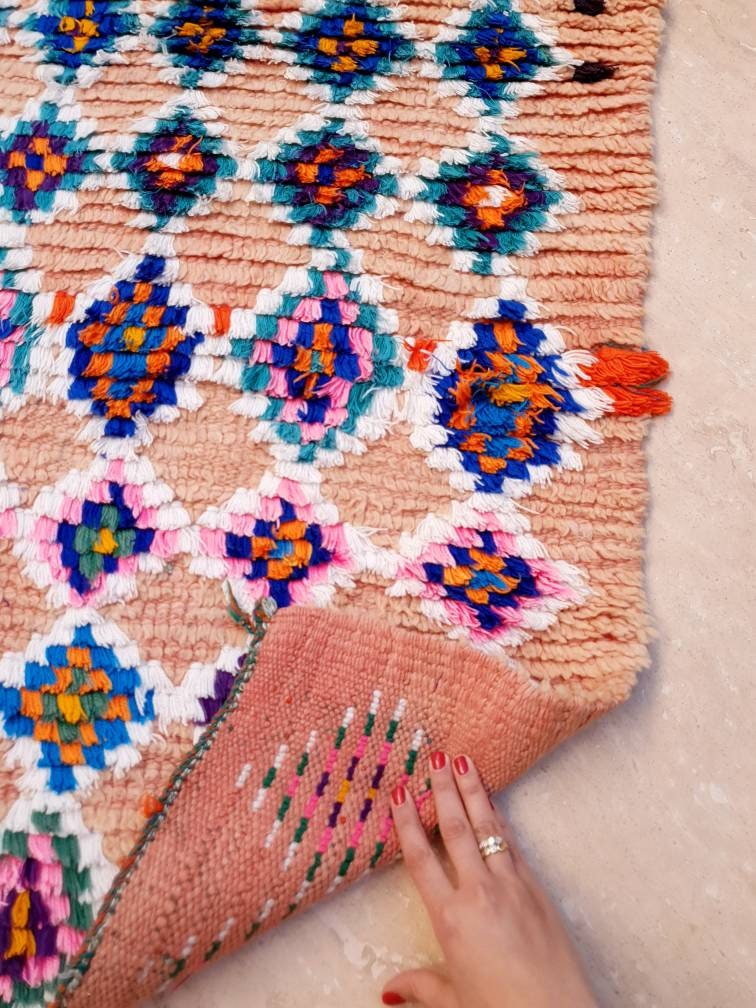 Gorgeous Moroccan Rug 4.5x8.1 Super Pretty Pastels Colorful rug  Blush moroccan rug,  beni ourain rug soft handmade rug living room rug