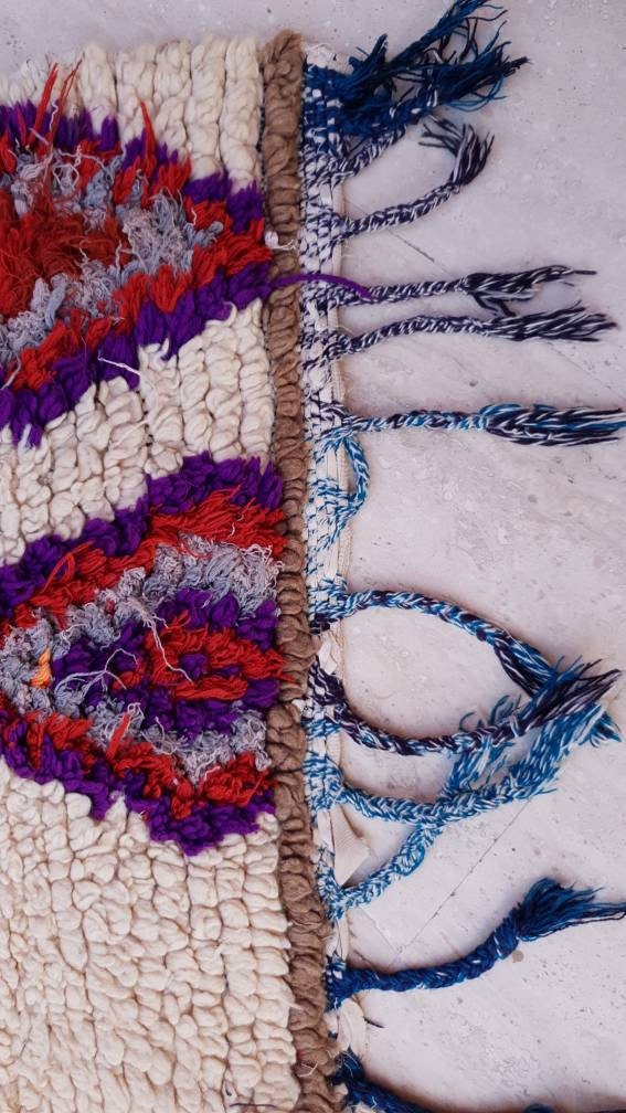 Vintage Moroccan rug, Unique Statement hallway rug, beige Cream runner rug, brown boujaad rug, boucherouite rug, morocco rug