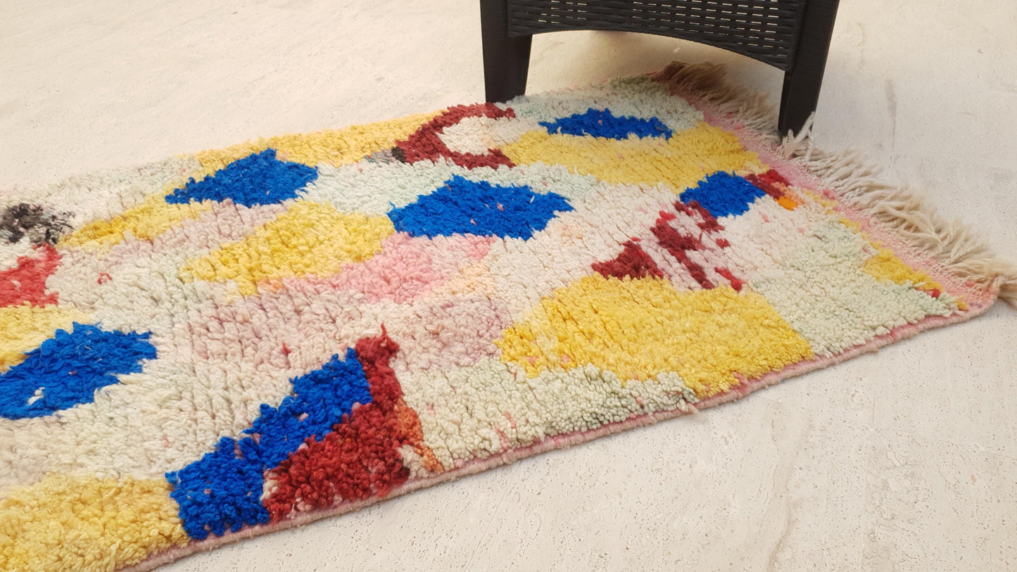50% OFF CLOSING SALE Gorgeous Moroccan Rug 2.5x10  Unique Boujaad runner rug, Colorful Artistic rug, Abstract Wool Hallway rug